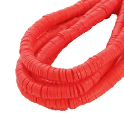 Vibrant 6MM Rainbow Polymer Clay Flat Beads for Jewelry Making and DIY Crafting (19 red)