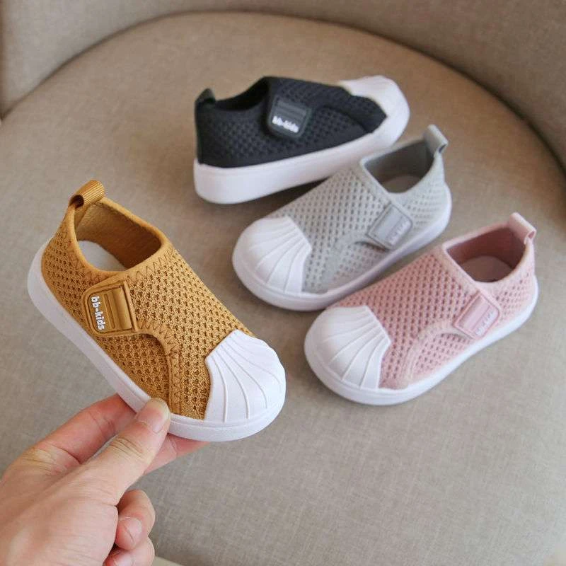 Mesh Children Shoes 2023 Summer New Children Sports Shoes Breathable Soft Bottom Boys and Girls Skate Shoes Shell Toe Flat Shoes