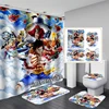 phechion Anime One Piece 3D Print Waterproof Bathroom Shower Curtain Toilet Cover Mat Non-Slip Floor Mat (1/3/4Pcs) W61 6