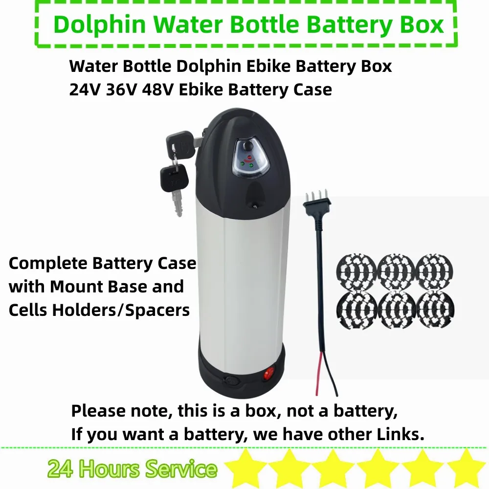 

Water Bottle Dolphin Down Tube Ebike Battery Box 39 40 50 52 56 pcs 18650 cells City Bike Mountain Bike Battery Box 24v 36v 48v