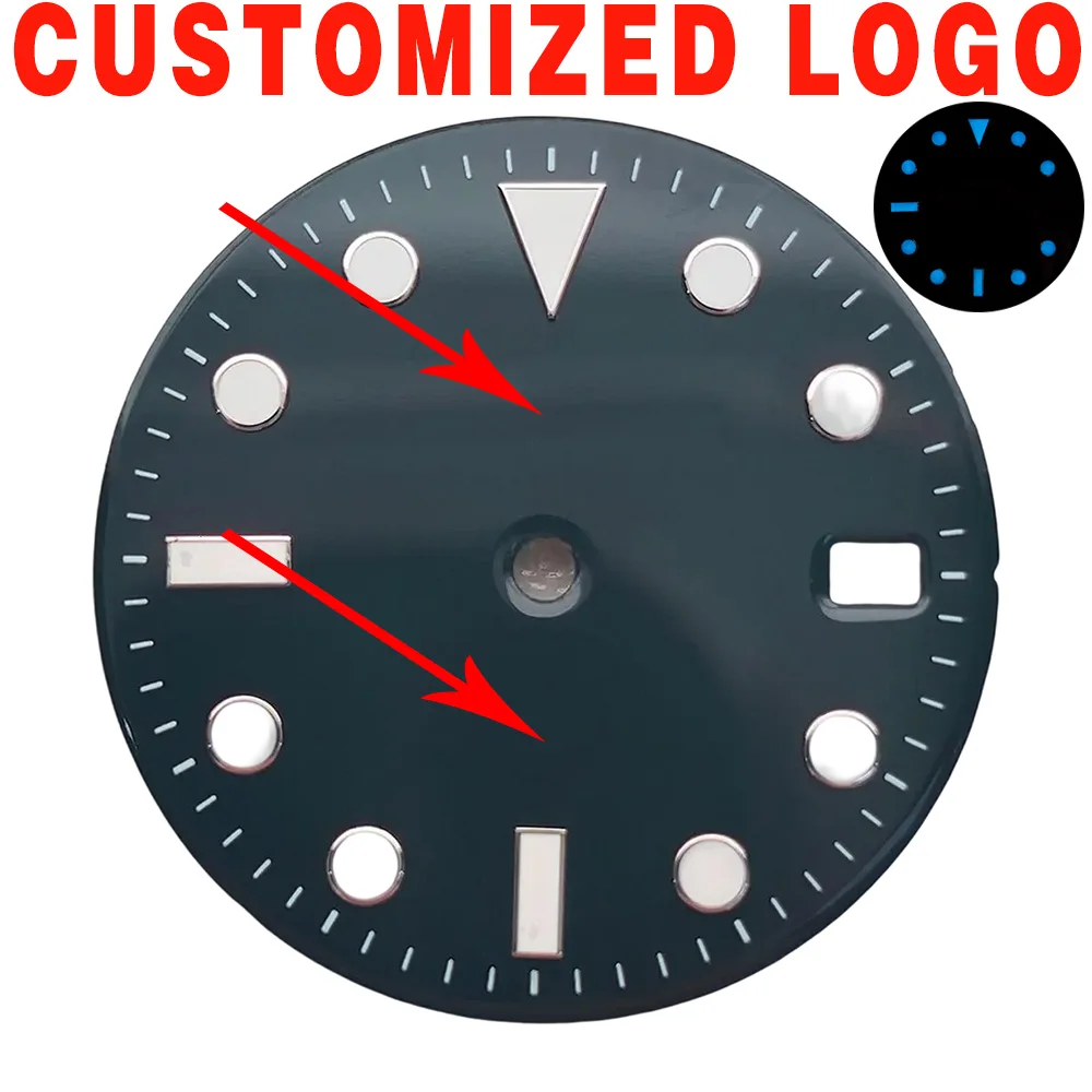 New enamel glass texture dial 29mm blue luminous dial blue luminous pointer fit Automatic movement replacement parts