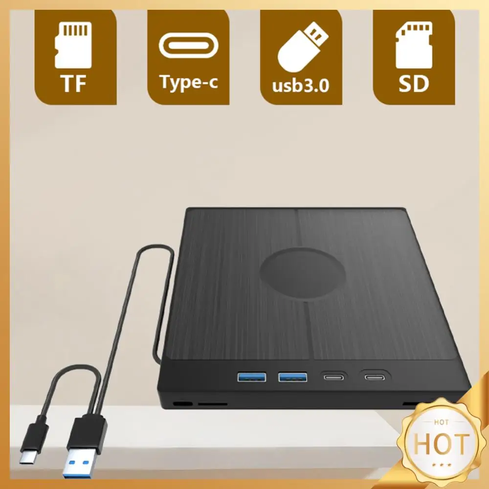 7 in 1 외장 CD DVD 드라이브, 휴대용 CD DVD 버너, 2 USB/C타입 포트, USB 3.0 광학 드라이브, 노트북용 1 TF/SD 카드 슬롯