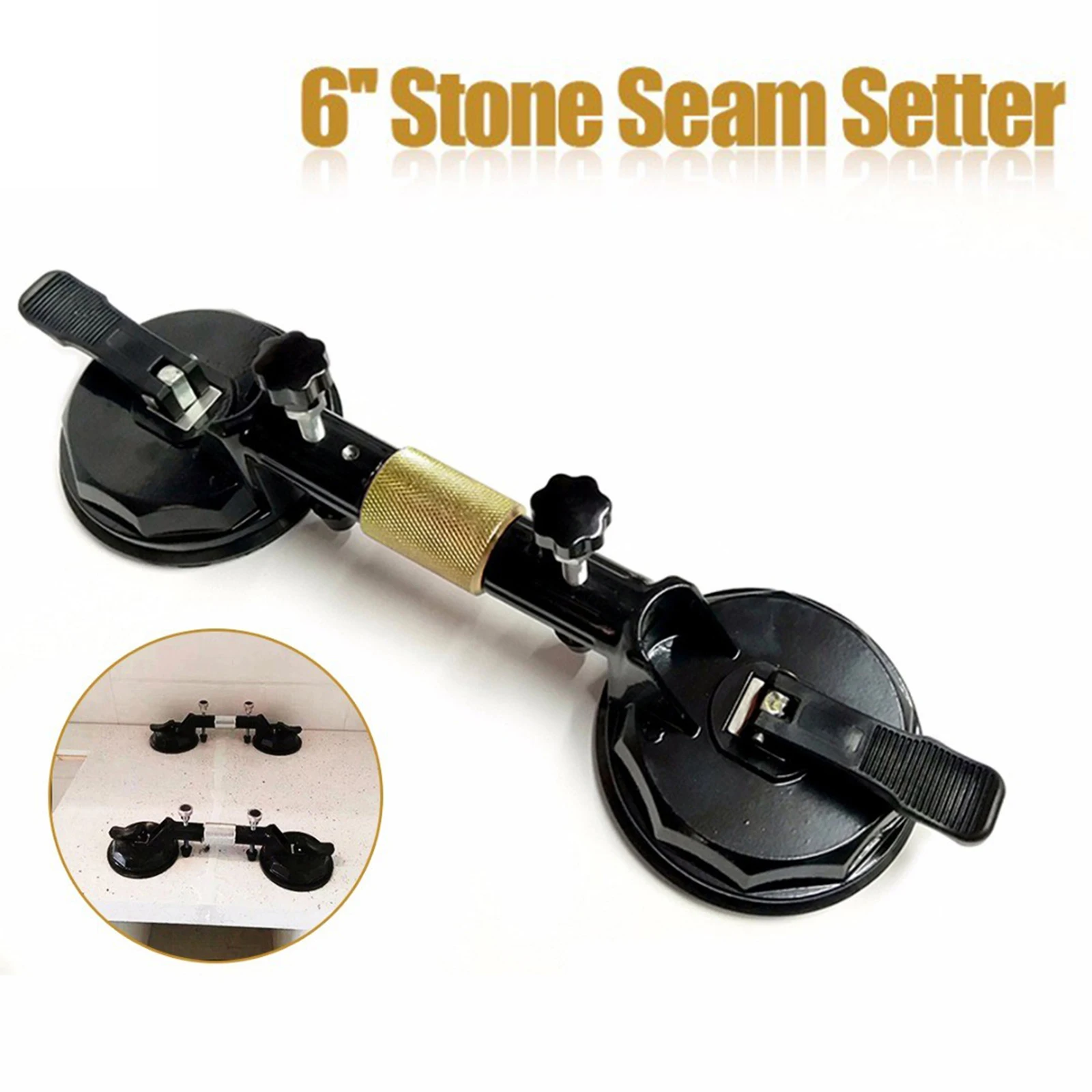 Adjustable Suction Cup Stone Seam Setter Dual Hand Cup With Ratchet Designed To Pull Two Flat Surfaces Or Seams Together suction cup stone setter
