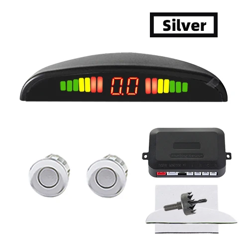 Hippcron Car Parking Sensor Kit 2 Sensors 22mm LED Screen Reverse Radar Sound Alert Indicator System 8 Colors best car alarm system Alarm Systems & Security