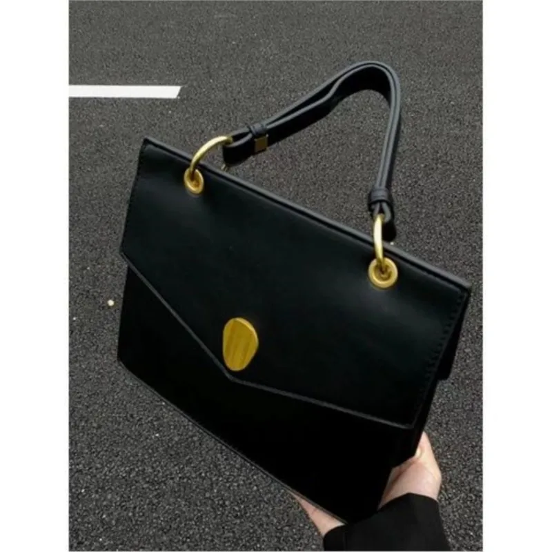 JIAERDI Vintage Black Handbag Wallet Women Retro High Street Leather Y2k Shoulder Bags Female Elegant Envelope Underarm Bag 2024