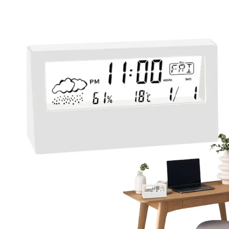 

LED Digital Alarm Clock Mini Digital Clock Temperature Humidity Portable Table Clock Desktop Table Clocks For Home Office