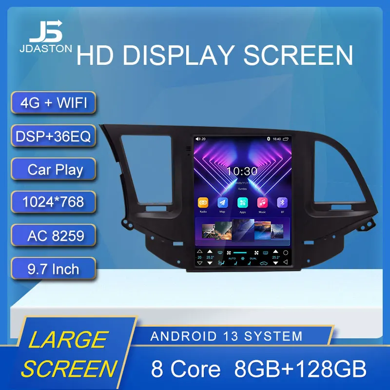 

Android 13 Car Multimedia Player For Hyundai Elantra 6 2015 2016 2017 2018 Tesla Style SCreen Car Radio GPS Stereo Video DSP