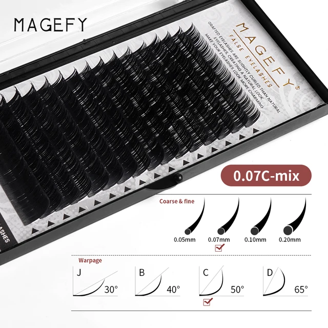 MAGEFY – extensions de cils synthétiques en vison, 16 rangées/étui, 8 ~ 15mm, mélange naturel Premium, fournitures d'extension de cils individuels, maquillage, Salon de beauté