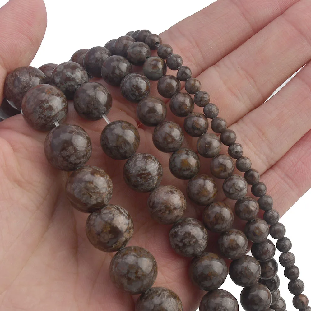 Perline di diaspro blu naturale, per la creazione di gioielli, perline di pietra preziosa per bracciali, perline rotonde sfuse da 6 mm (59-62 pezzi, 6 mm, diaspro a pois blu