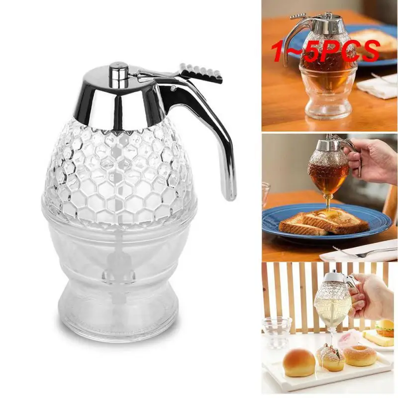 1 ~ 5Pcs Squeeze Bottle Honey Jar Container Bee Drip Dispenser Bollitore Storage Pot Stand Holder Juice Sciroppo Cup Accessori Da Cucina