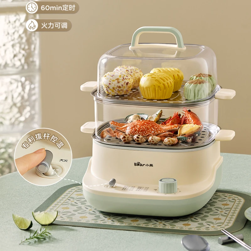 Electric Steamer Multi-Functional Timing Double Layer Steam Pot Breakfast Machine Steamed Vegetables Capacity Egg Steamer