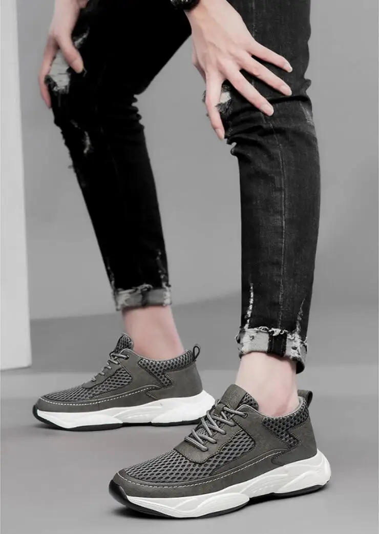 Elevator Sneakers For Men Height Increasing Casual Sports Shoes_voghion.com