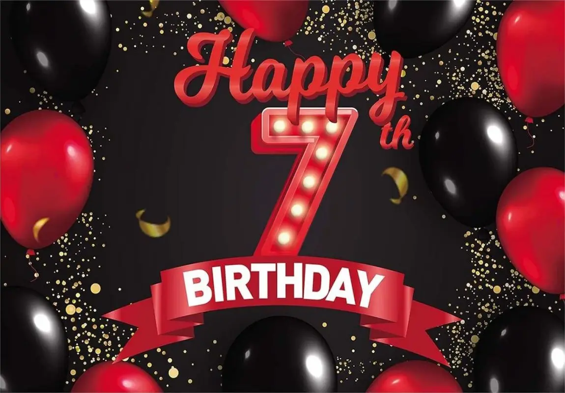 Happy 7th Birthday Decorations For Girls - Pink Backdrop Banner 59x35.4 Inch Party Background