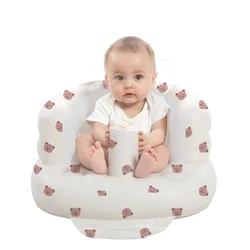 Versatile Inflatable Baby Seat with Built-in Air Pump for Sitting, Feeding, and Camping (Bear Head)