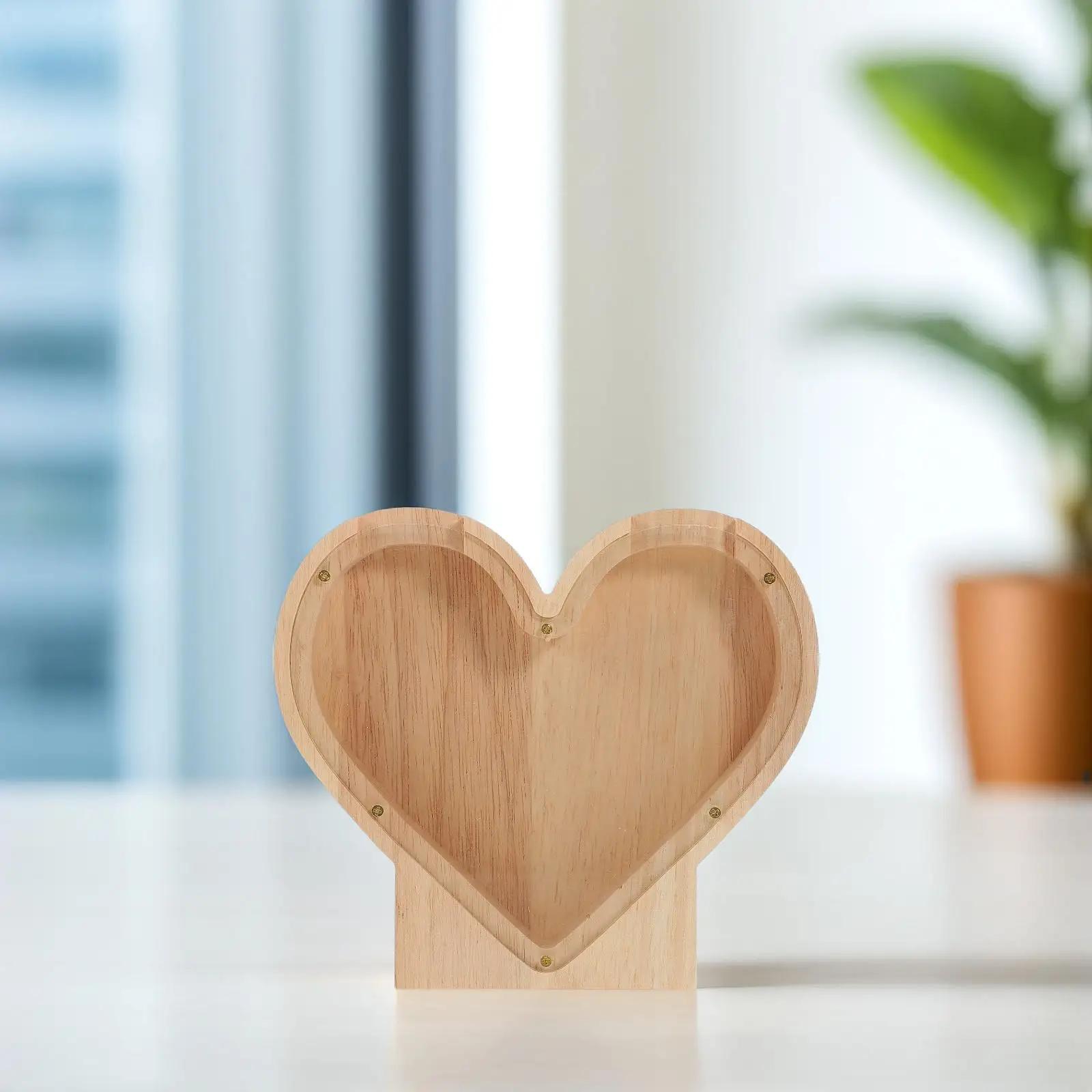 Love Piggy Bank Kids Beautiful Banks Coin Jar for Adults Letter Heart Change Wood Saver Luxury Wooden Room Decor 2
