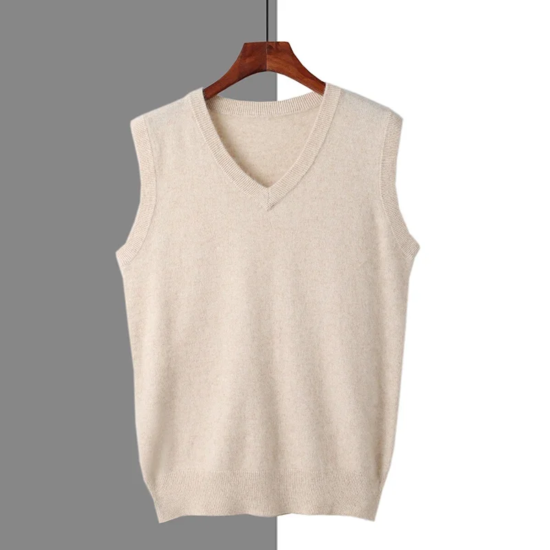 Autumn/Winter Men's Sweaters Marten cashmere Vest Fashion New Sleeveless V-neck Casual Young Style Pullover Solid Knitted Tops