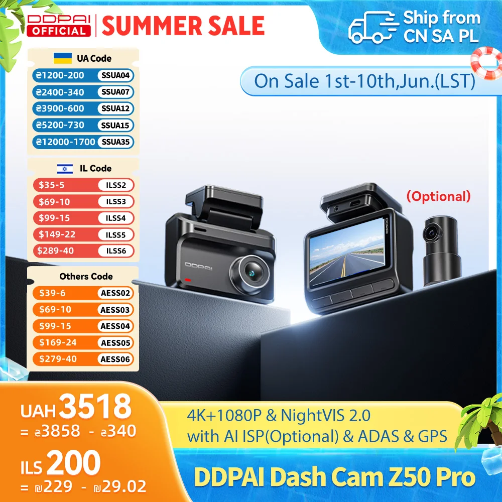 DDPAI Dashcam Z50 Pro 4K Auto-DVR Nachtsicht 5GHz Wi-Fi GPS ADAS 24h Parkmodus Unterstützt Front- und Rückkamera - AliExpress 34