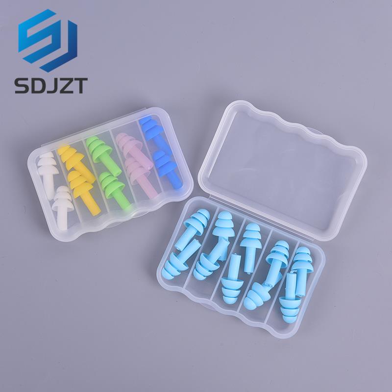 5 Pairs Soft Anti-Noise Ear Plug Waterproof Swimming Silicone Swim Earplugs For Adult Children Swimmers Diving