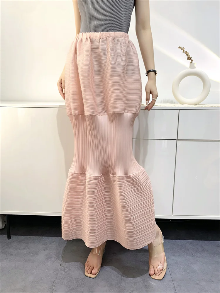 Miyake Pleated Skirt Female 2023 Summer Lantern Dress Slimming