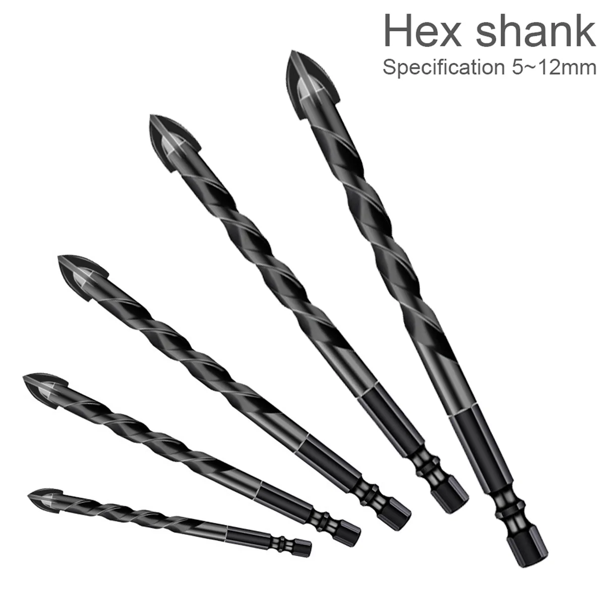 

5-12mm Cross Triangle Twist Drill Bit Set Woodworking Hexagonal Anti Slip Tile Hole Opener for Glass Ceramic Concrete Brick