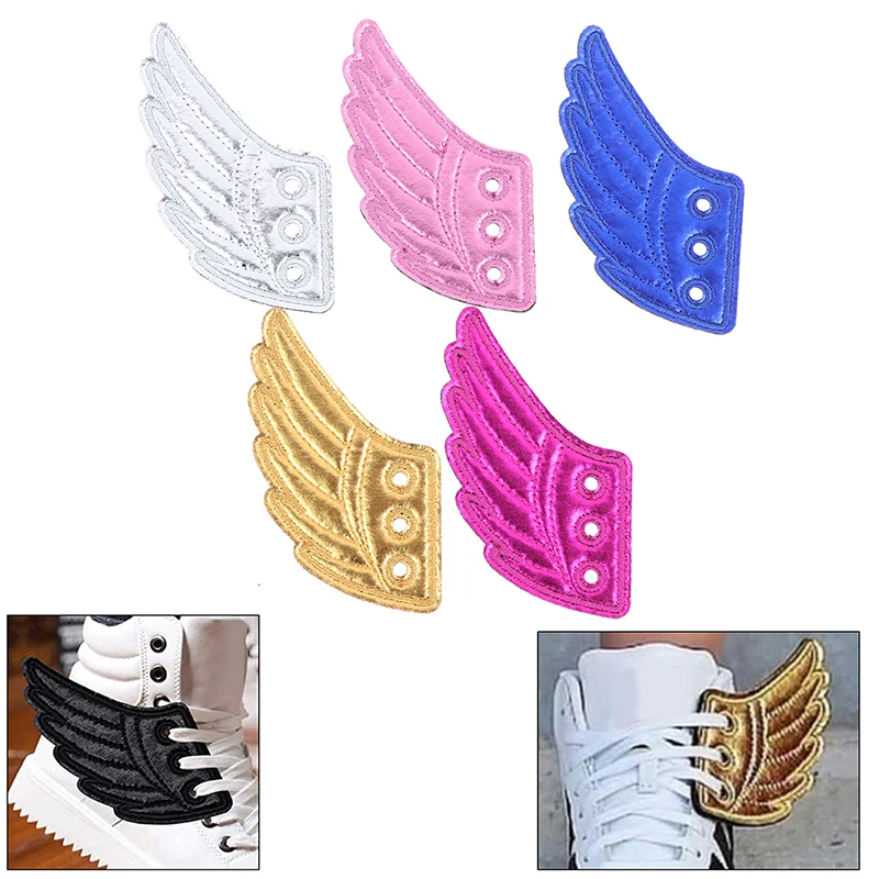 1Pair Creative Angel Wing shape Kid Foil Shoes Sneaker Girl Boy Clothing Decor DIY Access Shoelaces Decoration