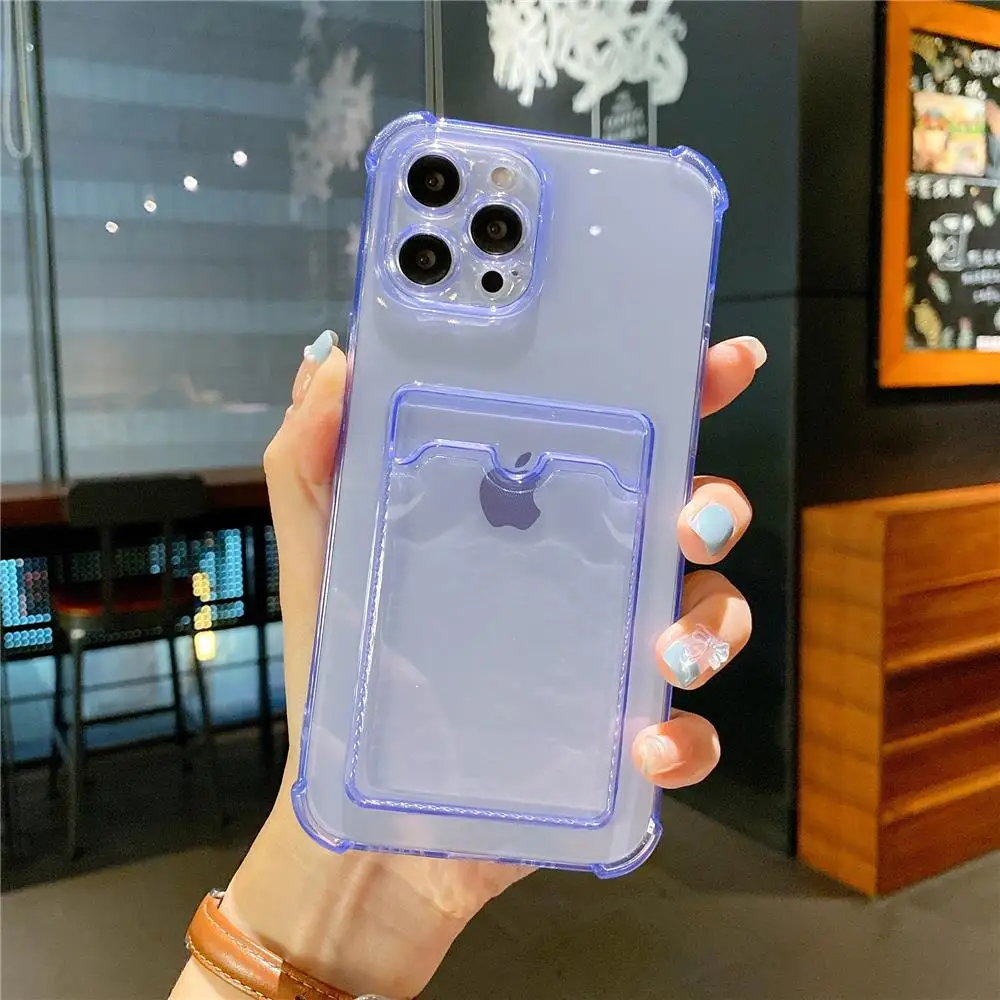Clear Shockproof Wallet Cover with Transparent Card Slot and Bag Holder