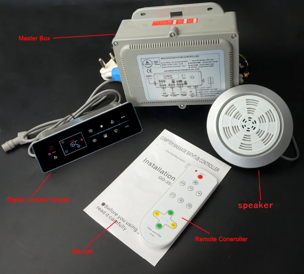 whirlpool bathtub water pump system bathtub contoller with air bubble,heater ozone function GD-353B