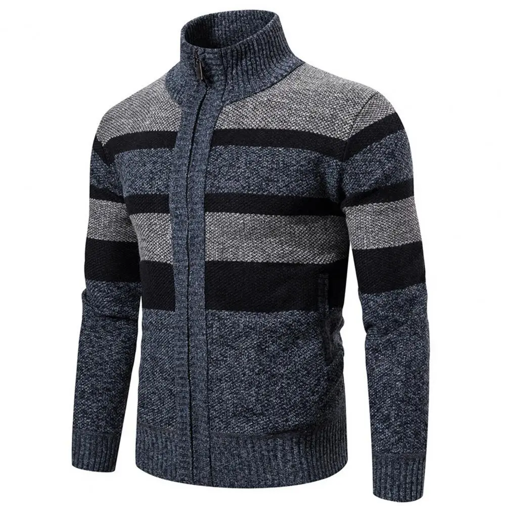 

New Autumn Winter Cardigan Men Sweaters Jackets Coats Fashion Striped Knitted Cardigan Slim Fit Sweaters Coat Mens Clothing 2024
