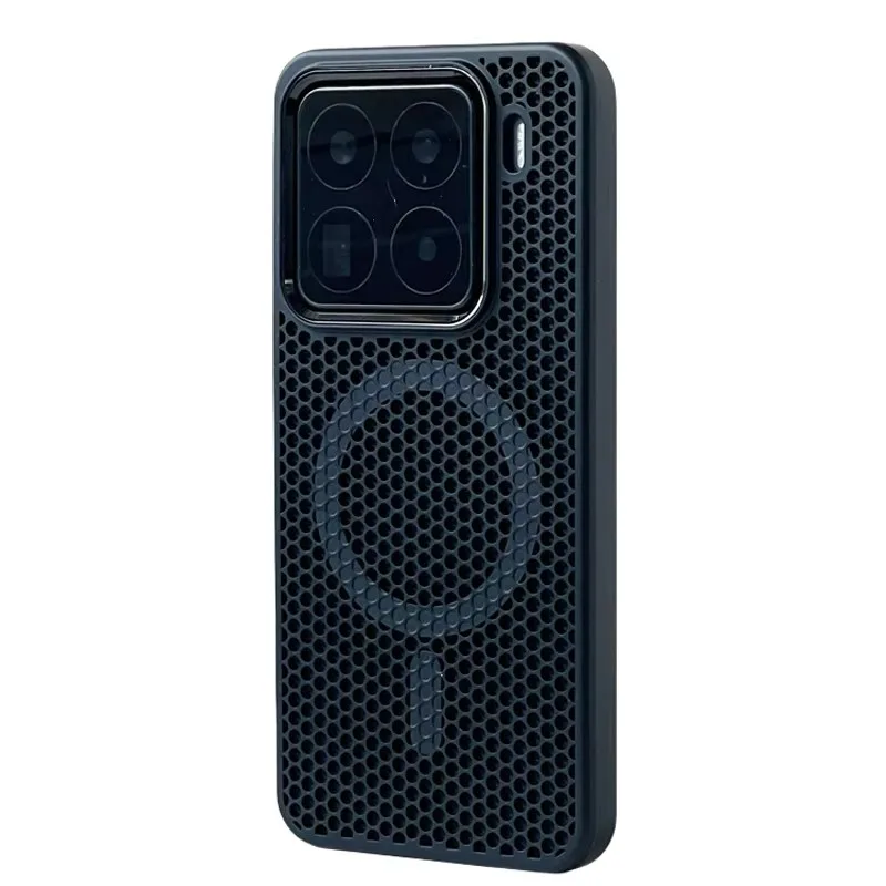 Magnetic Alloy Lens Wireless Charging Phone Case with Honeycomb Mesh Cooling Design