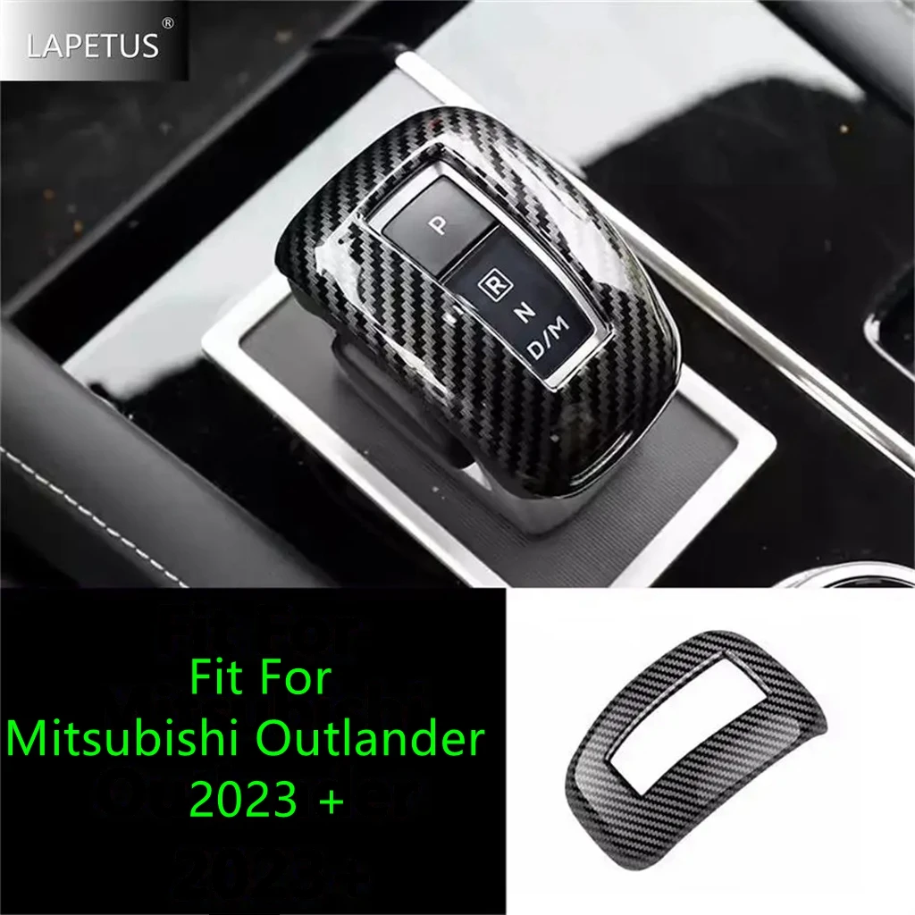 

Black / Carbon Fiber Car Transmission Gear Shift Knob Gear Head Handle Cover Trim Accessories For Mitsubishi Outlander 2023 2024