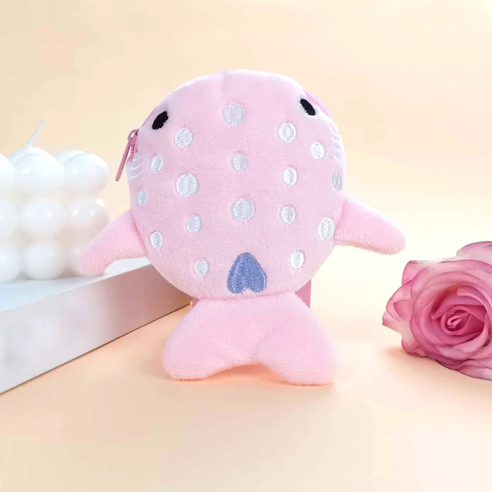 Multicolor Cute Plush Fish Coin Wallet Women Shark Money Card Key Earphone Coin Purse For Small Things Pouch Zipper Bag Kid Gift