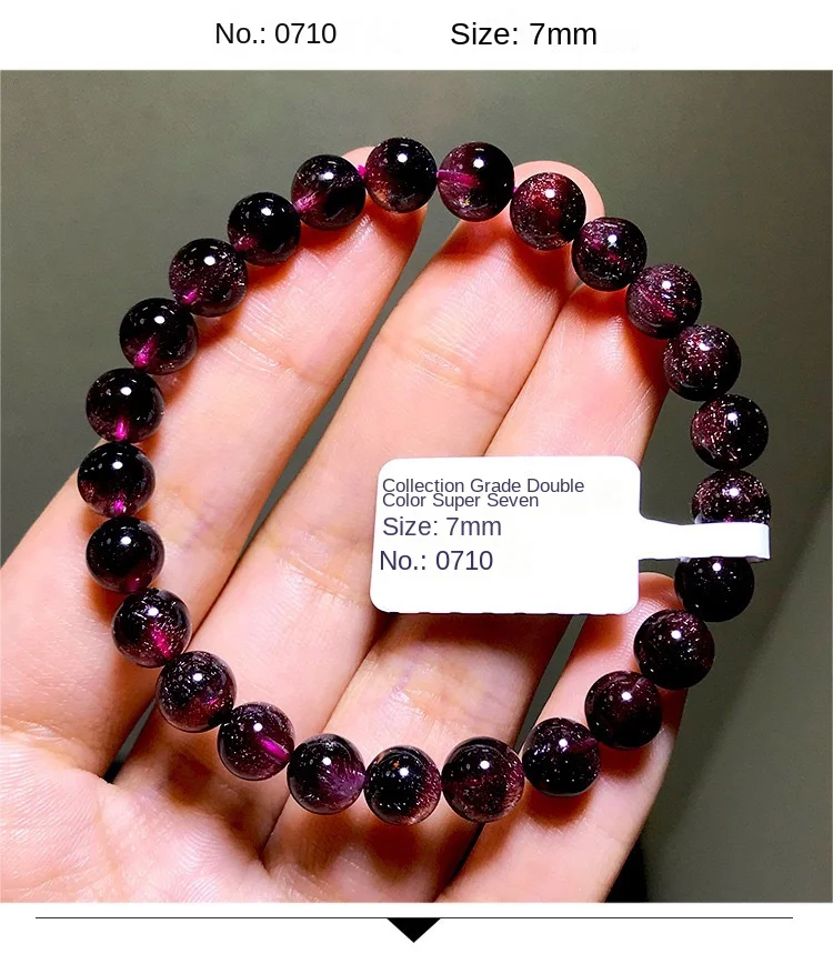 Natural red, black, and purple super seven color bracelets with top-notch crystal scattered beads are worth collecting