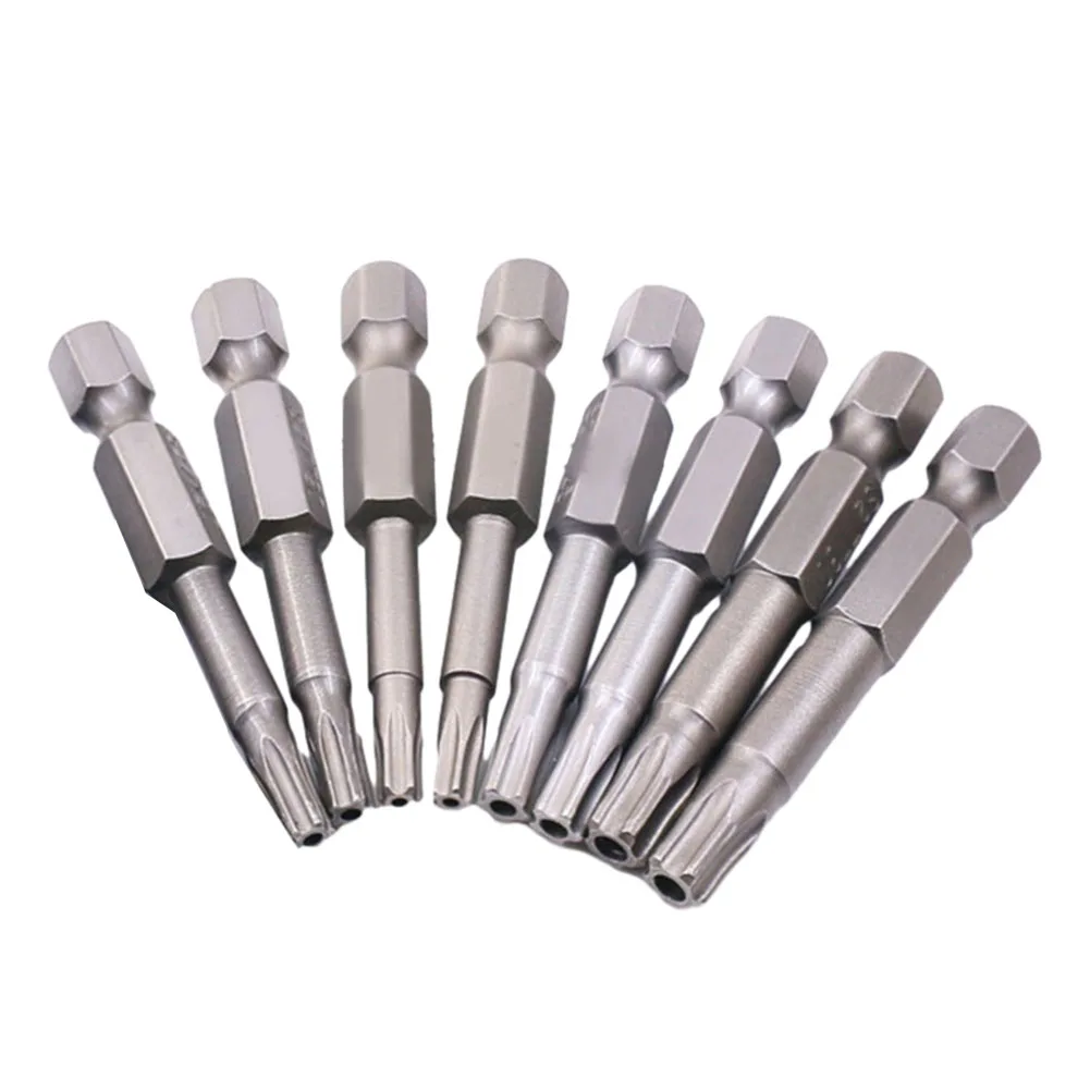 

8Pcs 50mm 1/4 Hex Shank Magnetic Five-Point Torx Screwdriver Bits Set T8-T40 Alloy Steel Torx Screwdriver Bit Set Hand Tools