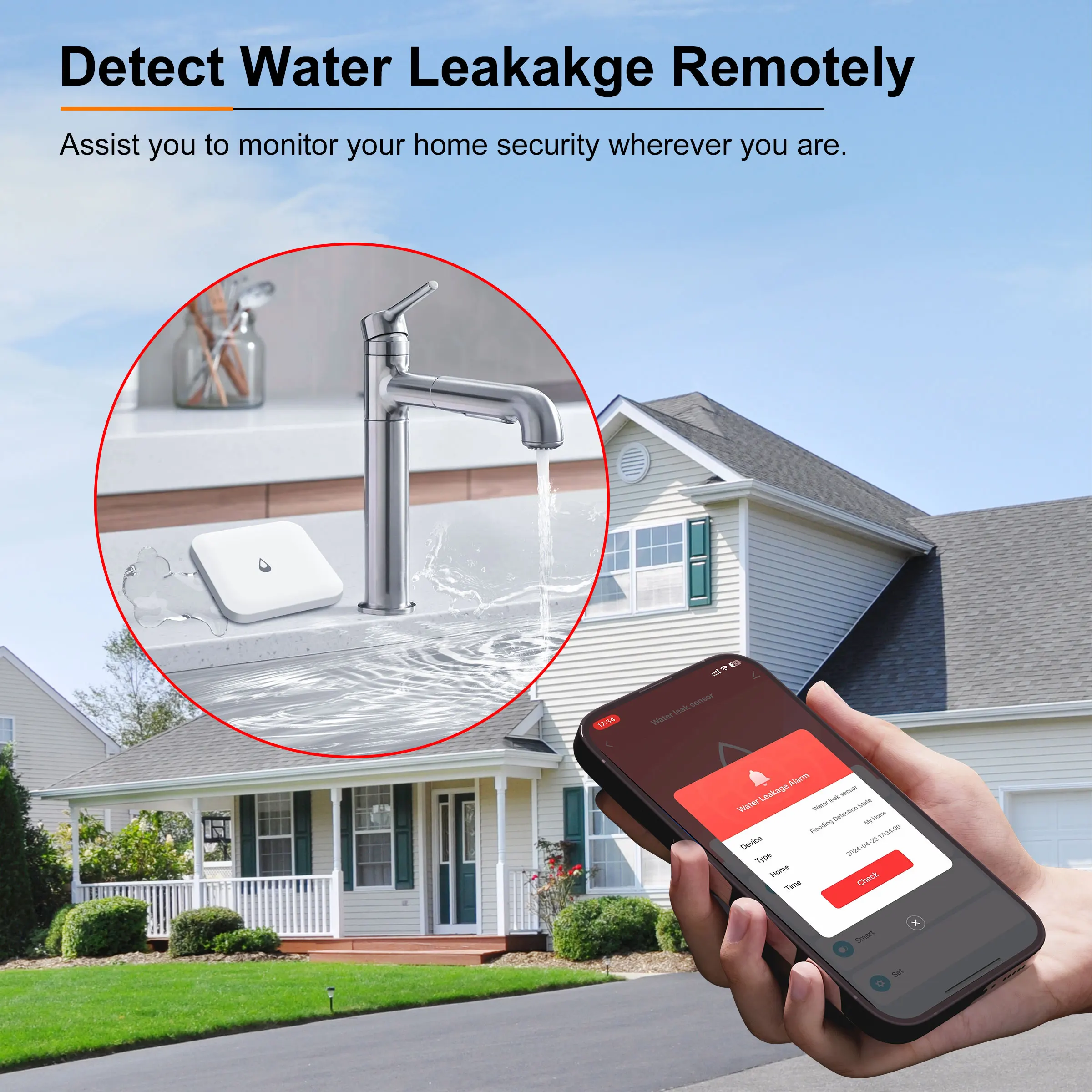 GIRIER Tuya Smart ZigBee Water Leak Detector Wireless Water Leakage Sensor for Home Overflow Monitoring Work with Home Assistant water leak sensor