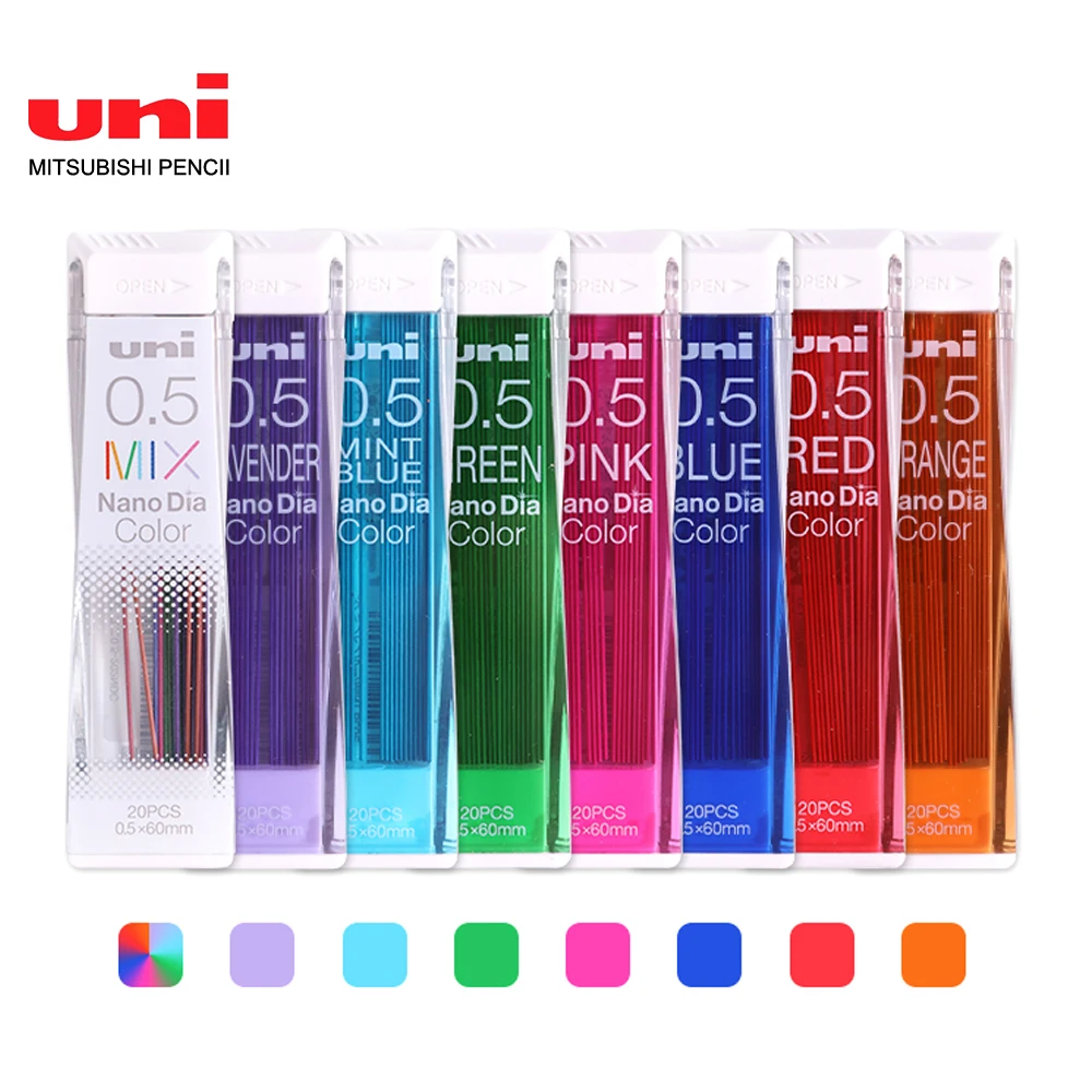Japan UNI Color Graphite Lead Core 202NDC for Mechanical Pencil 0.5/0.7mm Writing School Supplies Stationery Drawing Pencil 6