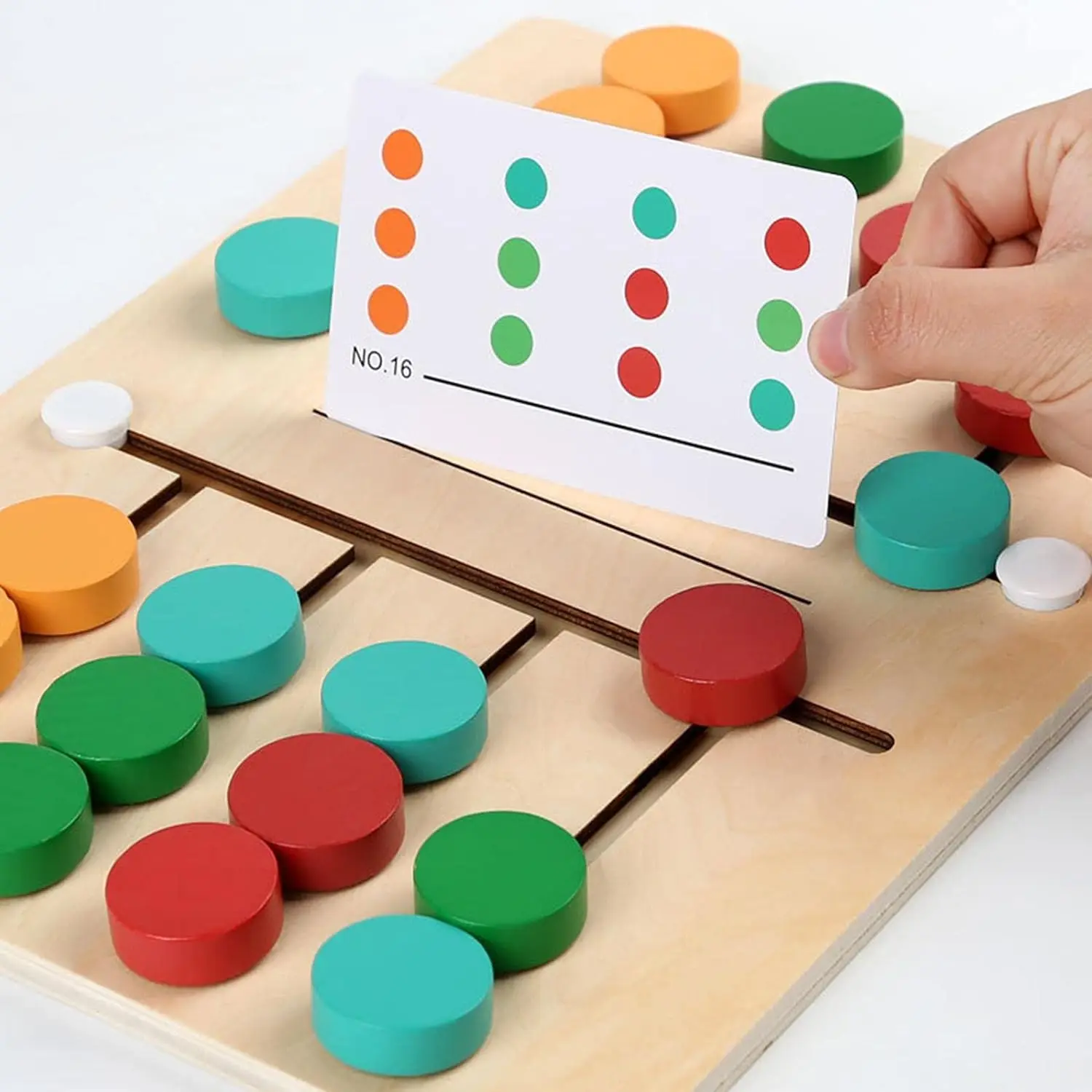 Montessori Wooden Colorful Slide Puzzle Board Game Color Matching Slide Sensory Educational Toys Preschool Activity for Toddlers 2