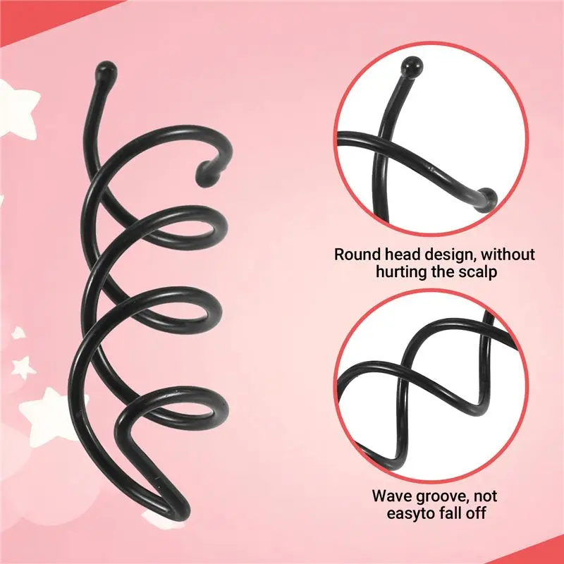 강력 추천-10개 1세트 나선형 회전 나사핀 헤어 클립 트위스트 바레트(블랙)