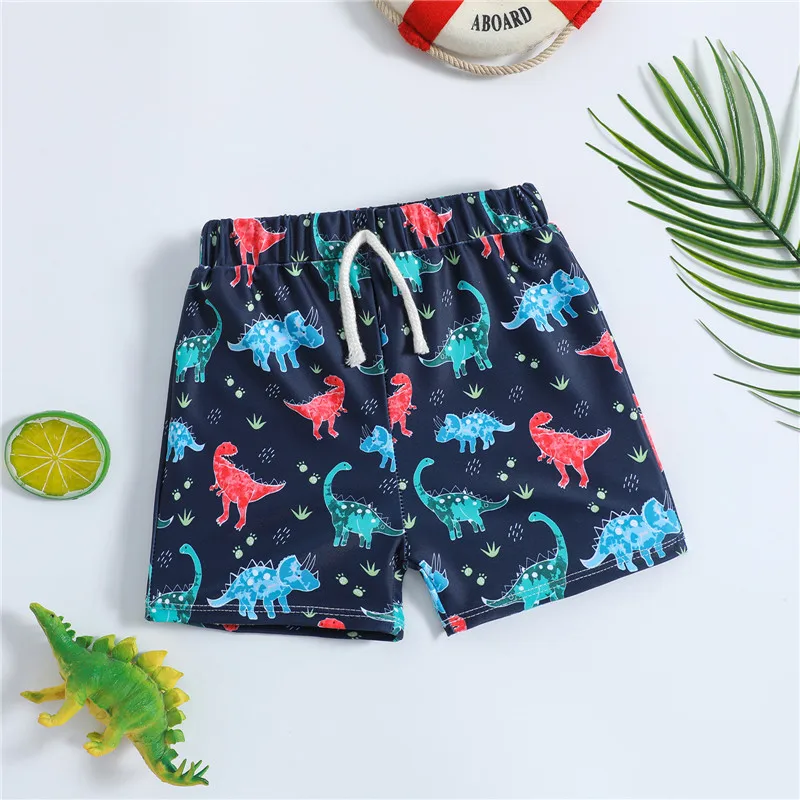 

Blue Boys Swimming Shorts Printed Hot spring vacation Swimwear Children cartoon Flat Angle Loose Comfortable Casual Beach Pants