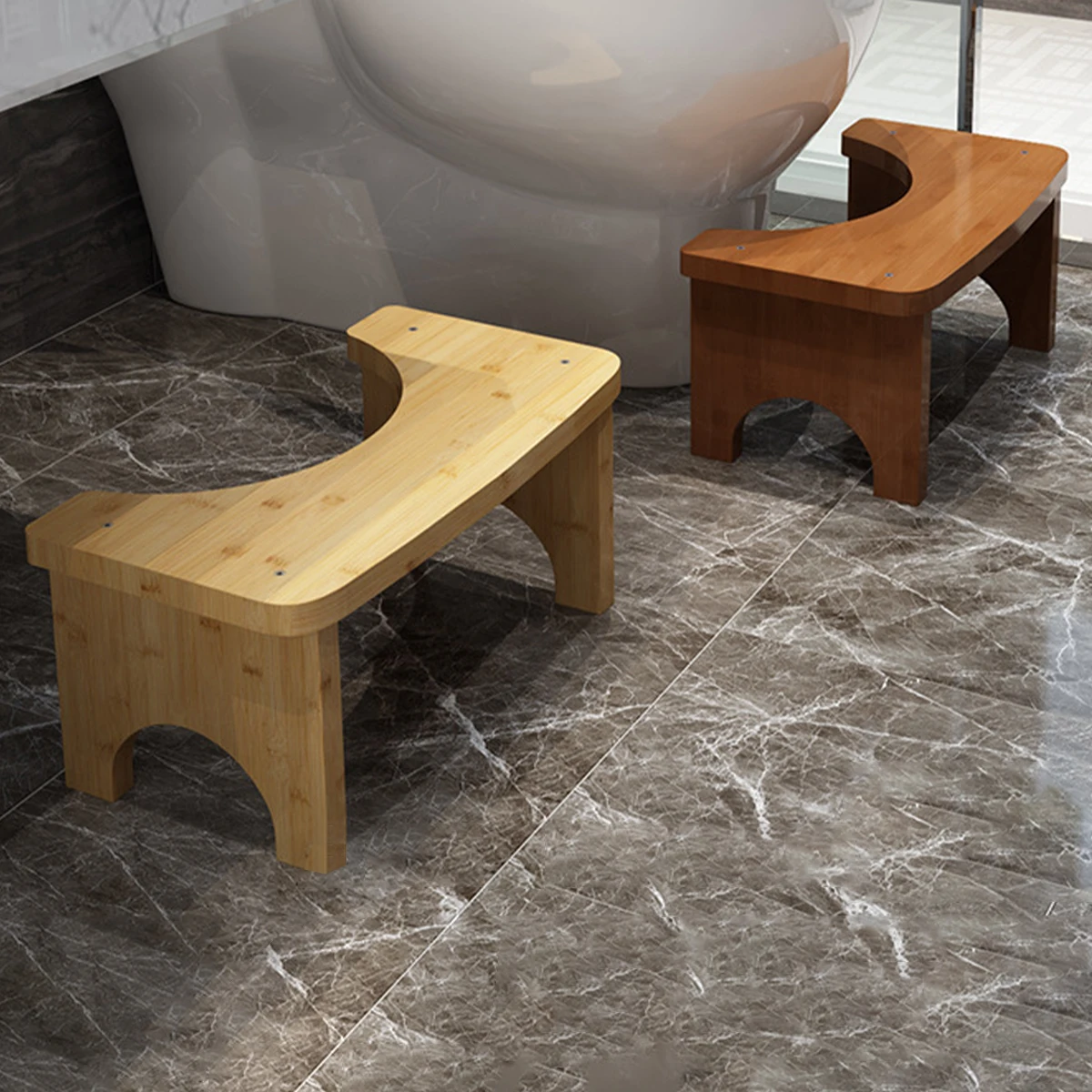 Sturdy Portable Bamboo Toilet Squat Stool for Adults,Wide and Stable,Bathroom Potty Stool,Easy to Use and Clean, Portable Design 3