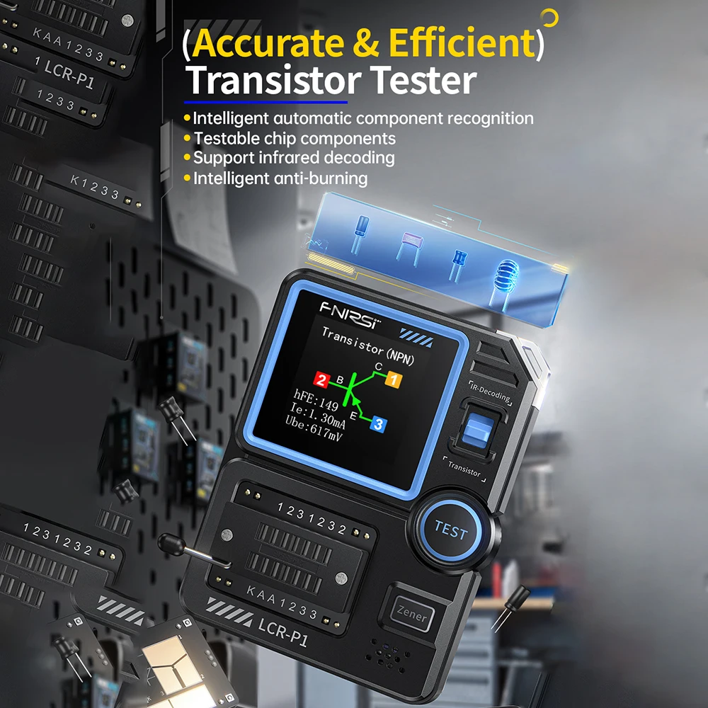 LCR-P1 Transistor Tester Diode Triode Capacitance Resistance Meter LCR ESR Meter NPN PNP MOSFET IR Multifunction Tester 6