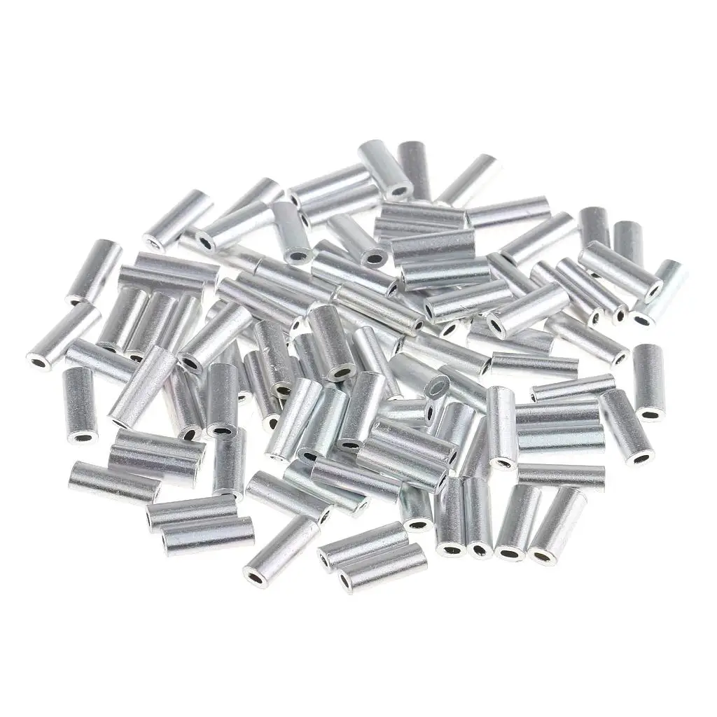 2x 100pcs Aluminum Single Barrel Fishing Leader s Sleeves Fish Accessories