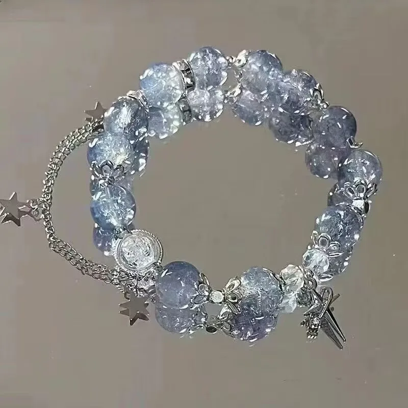 Elegant Sterling Silver Double Layer Bracelet with Irregular Knot Design