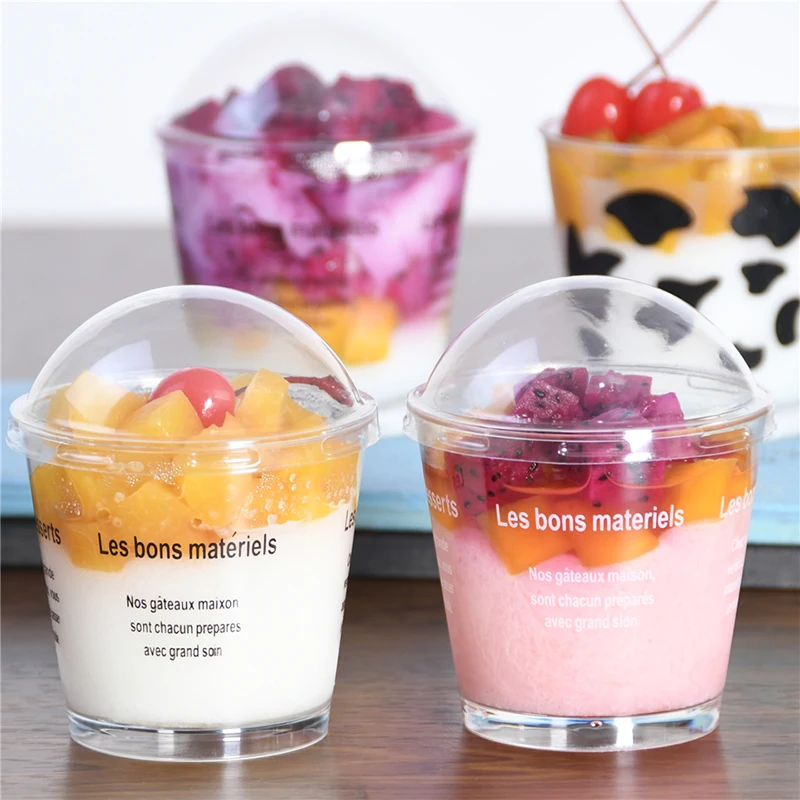 100Pcs Disposable Plastic Cup with Lid Jelly Transparent Tart Container  Yogurt Mousse Sauce Condiment Ice Cream Cup Flan Cup