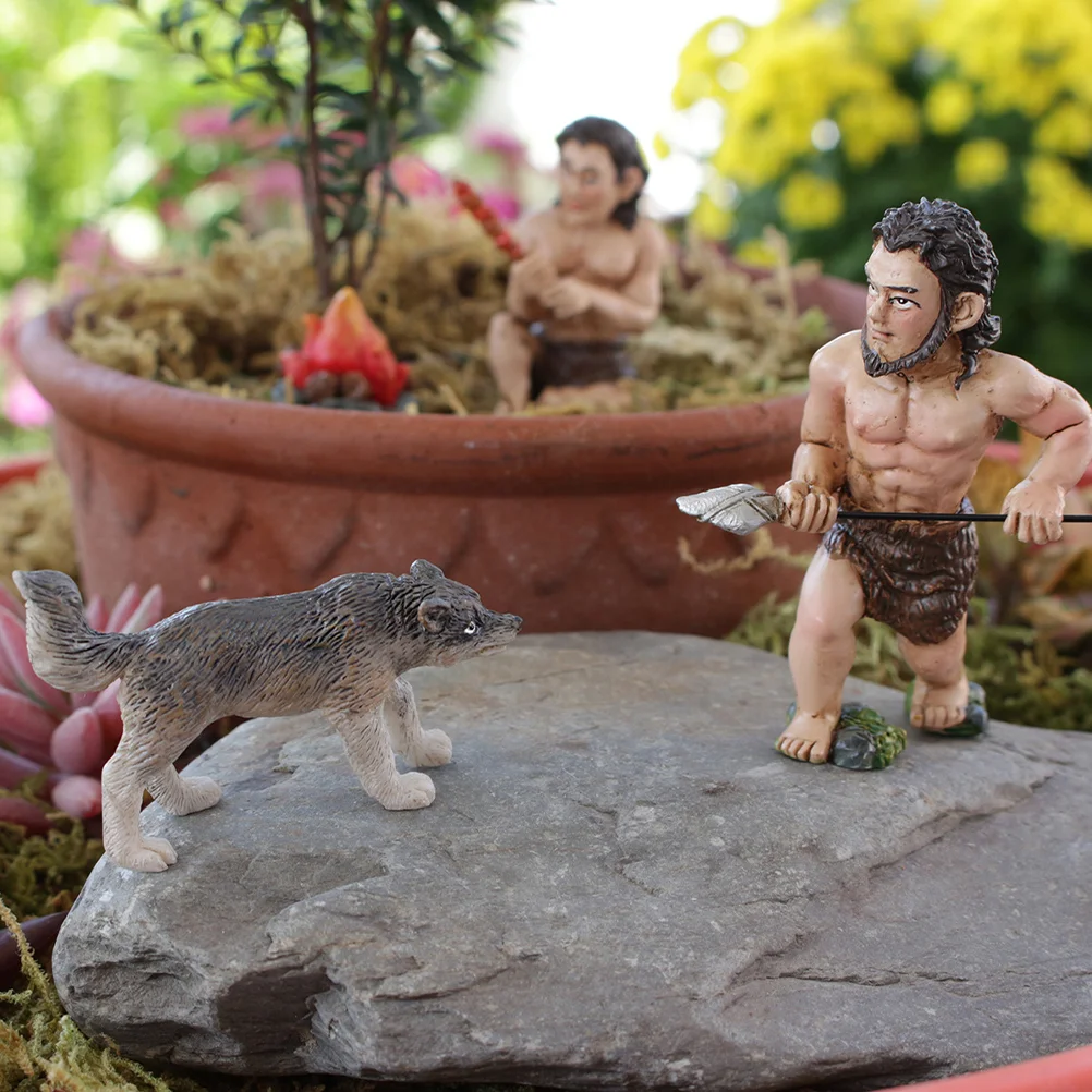 

1 Set Primitive Man Figurine Adornment Mini Primitive Man Decors Micro Landscaping Adornment