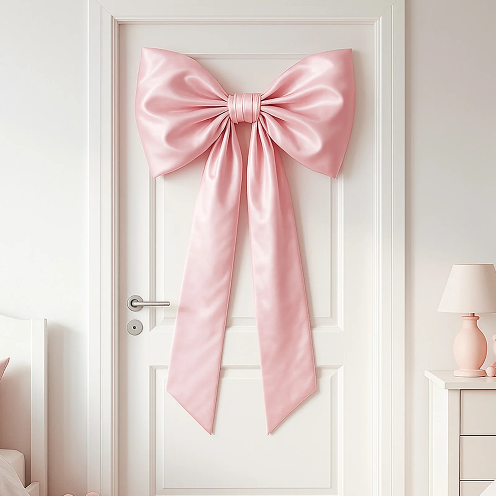Guirnalda De Lazos Rosas Para Decoración (2 Unidades) | Adorno Colgante Tipo Banderola Para Fiestas, Cumpleaños O Baby Shower, Material Textil