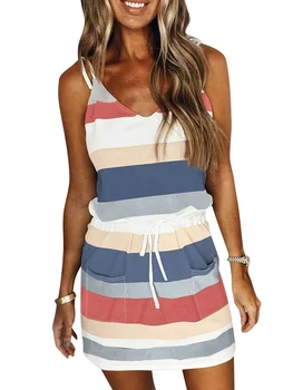 Sleeveless Dress for Women Clothing 2024 Summer Vacation Pullover Beach Sundress Female Korean Fashion Slim Sexy Short Dresse M 1