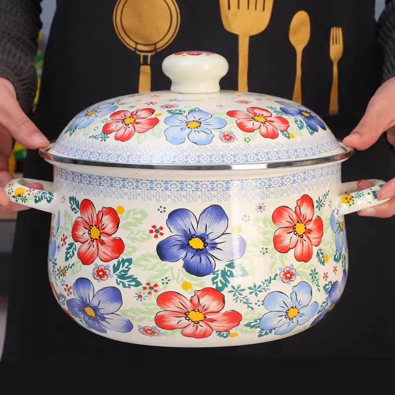 Enamel Soup Pot Cooking Noodles Hot Pot Home Restaurant Kitchen Cookware Open Flame Induction Cooker Universal Enamel Soup Pots Enamel Soup Pot Cooking Noodles Hot Pot Home Restaurant Kitchen Cookware Open Flame Induction Cooker Universal Enamel Soup Pots