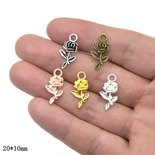 20pcs Flower Charms Antique Silver Color Rose Flower Charms Pendants For  Bracelets Flower Rose Charms Making Jewelry - AliExpress