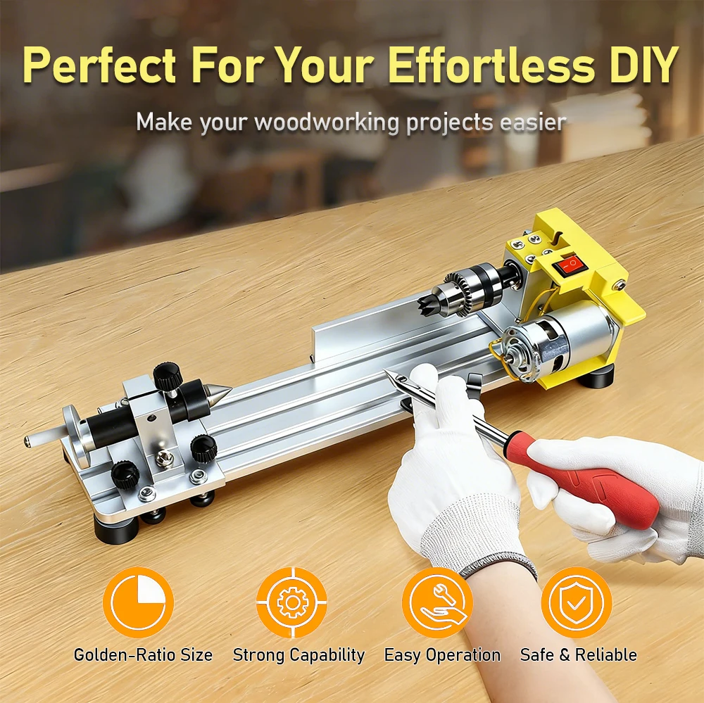 Multifunctional Mini Lathe Bead Polisher Grinder 200-3600RPM Variable Speed Wood