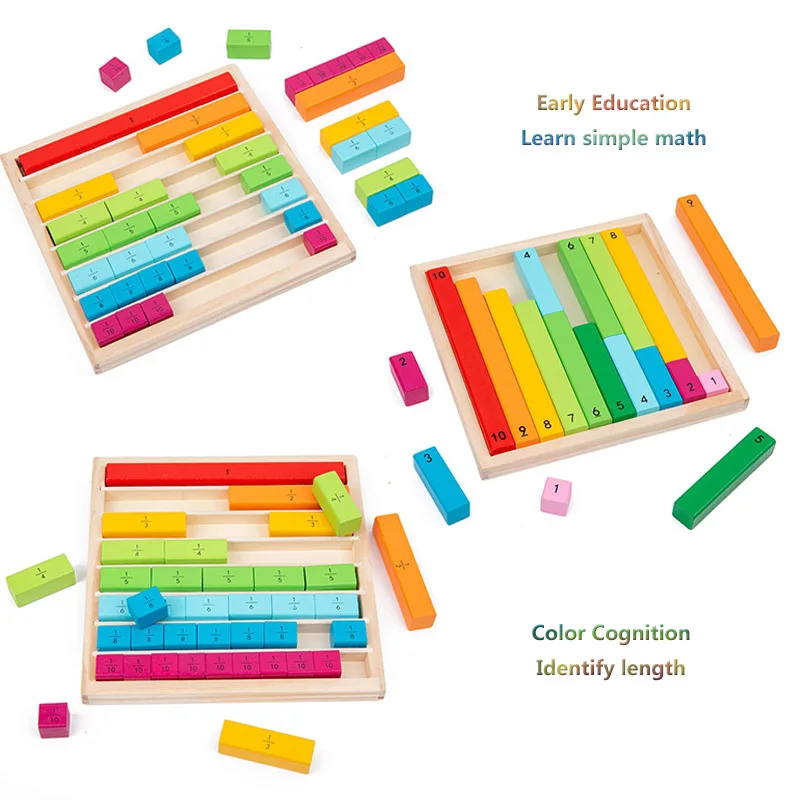 Children Montessori Math Toys Parish Color Cognitive Board Fractional Stick Arithmetic Learning Educational Toys for Children 4